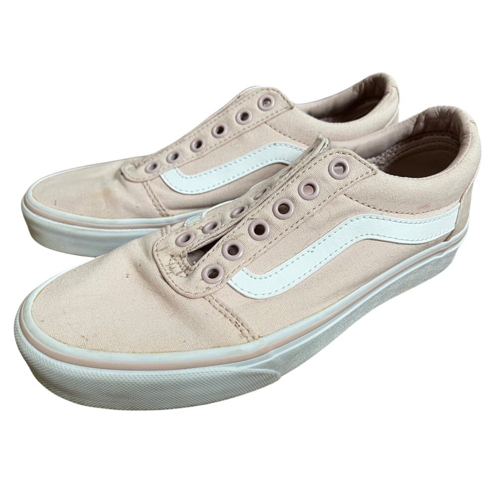 Vans Off the Wall Pink Lace Up Sneaker Shoes Sz 7 Womens with White Stripe